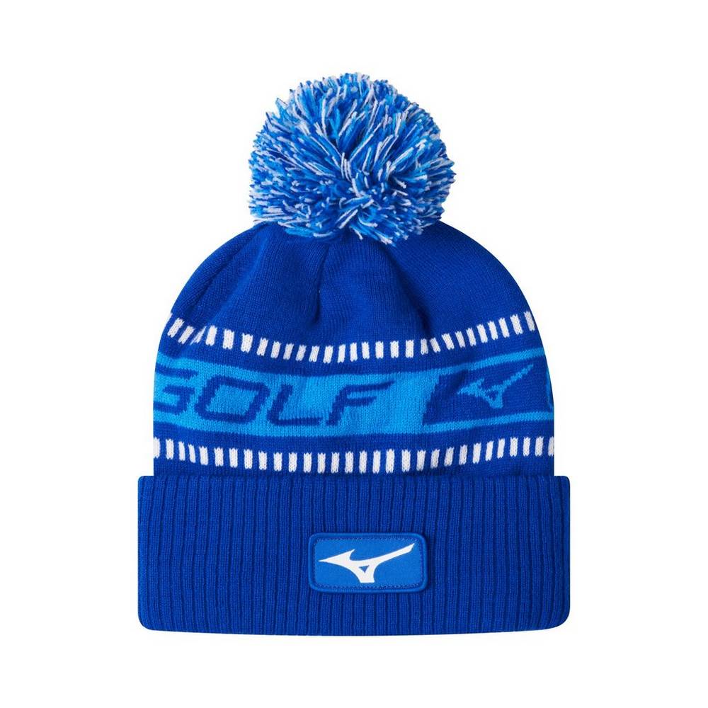 Damske Čiapky Mizuno Tour Knit Pom Zimné Modre/Biele Vypredaj RETZ61540